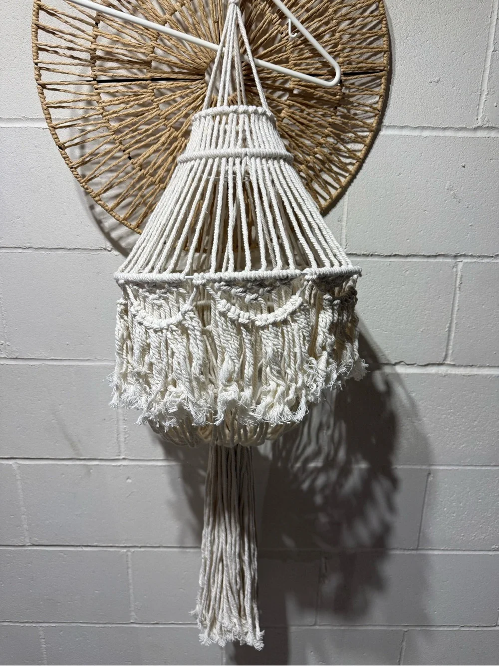 Handmade Macramé Hanging “light shade  - Cream (no light)